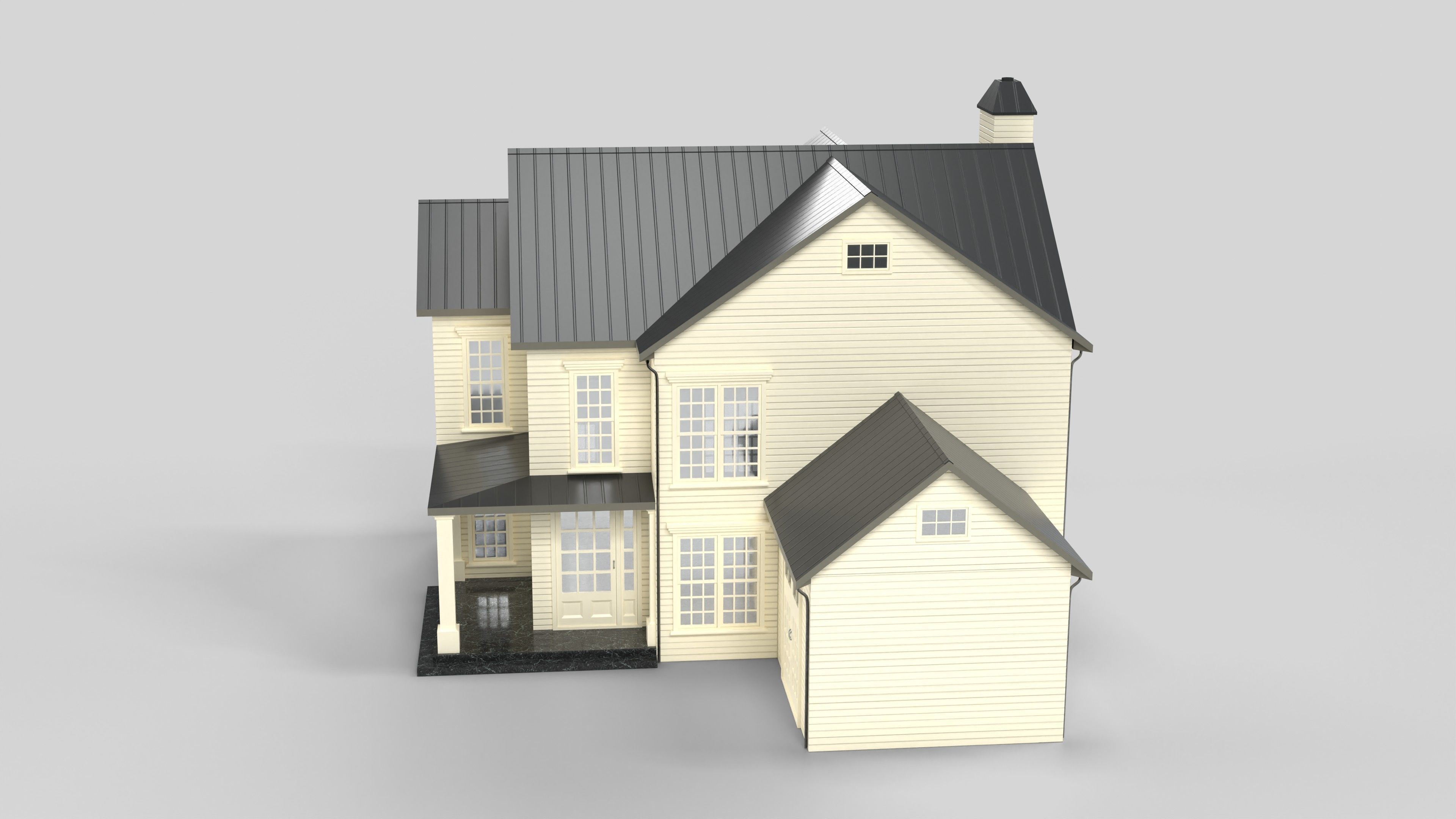 Cottage House Design 02T5 Low-poly 3D model_1