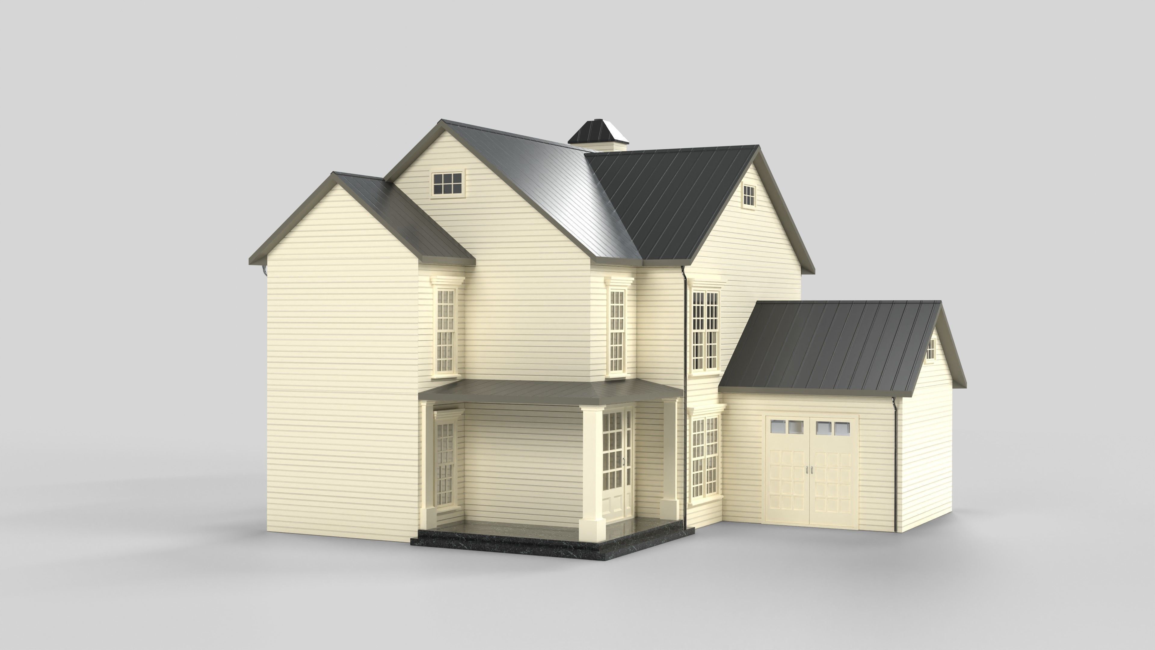 Cottage House Design 02T5 Low-poly 3D model_5