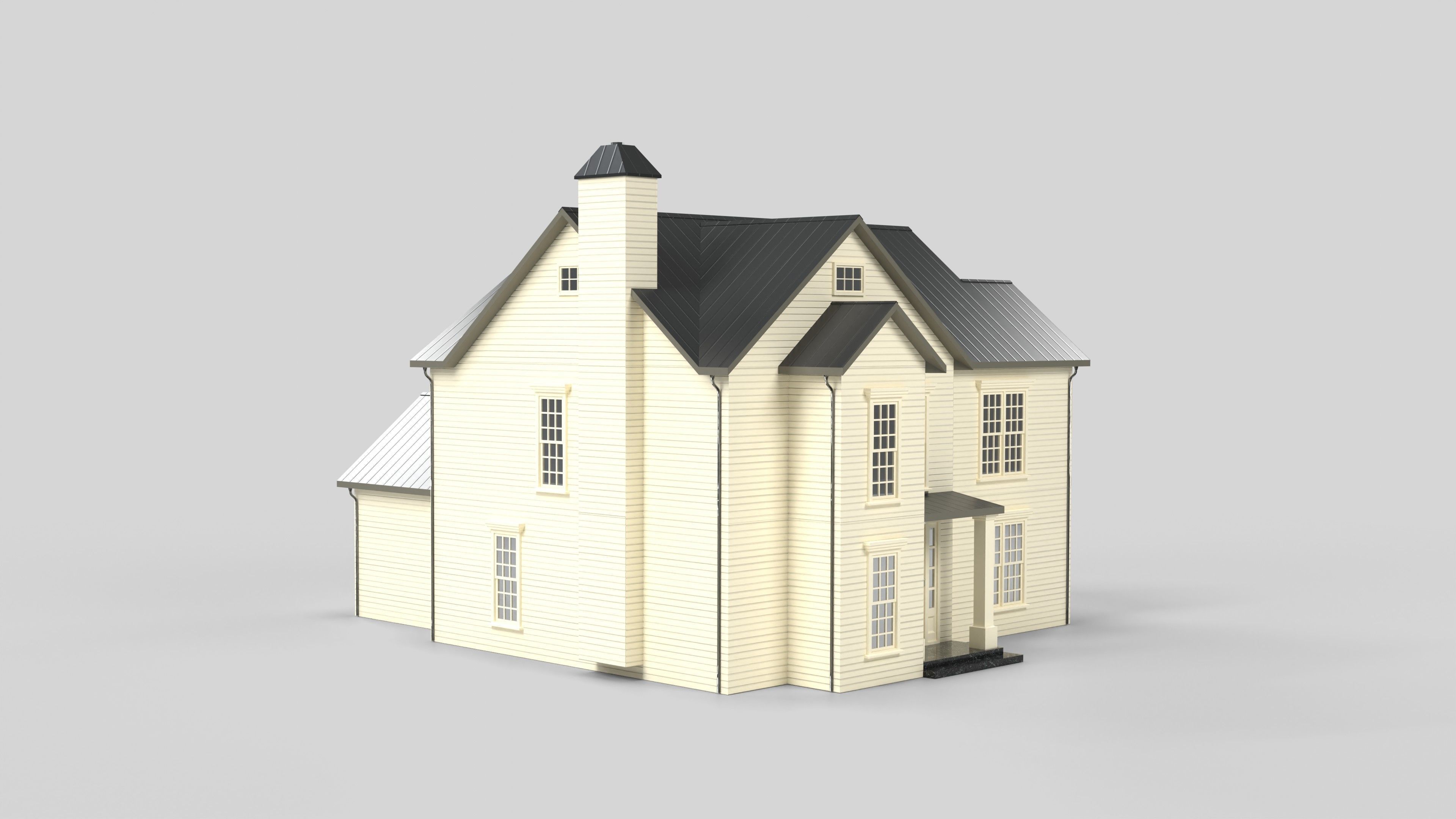 Cottage House Design 02T5 Low-poly 3D model_3