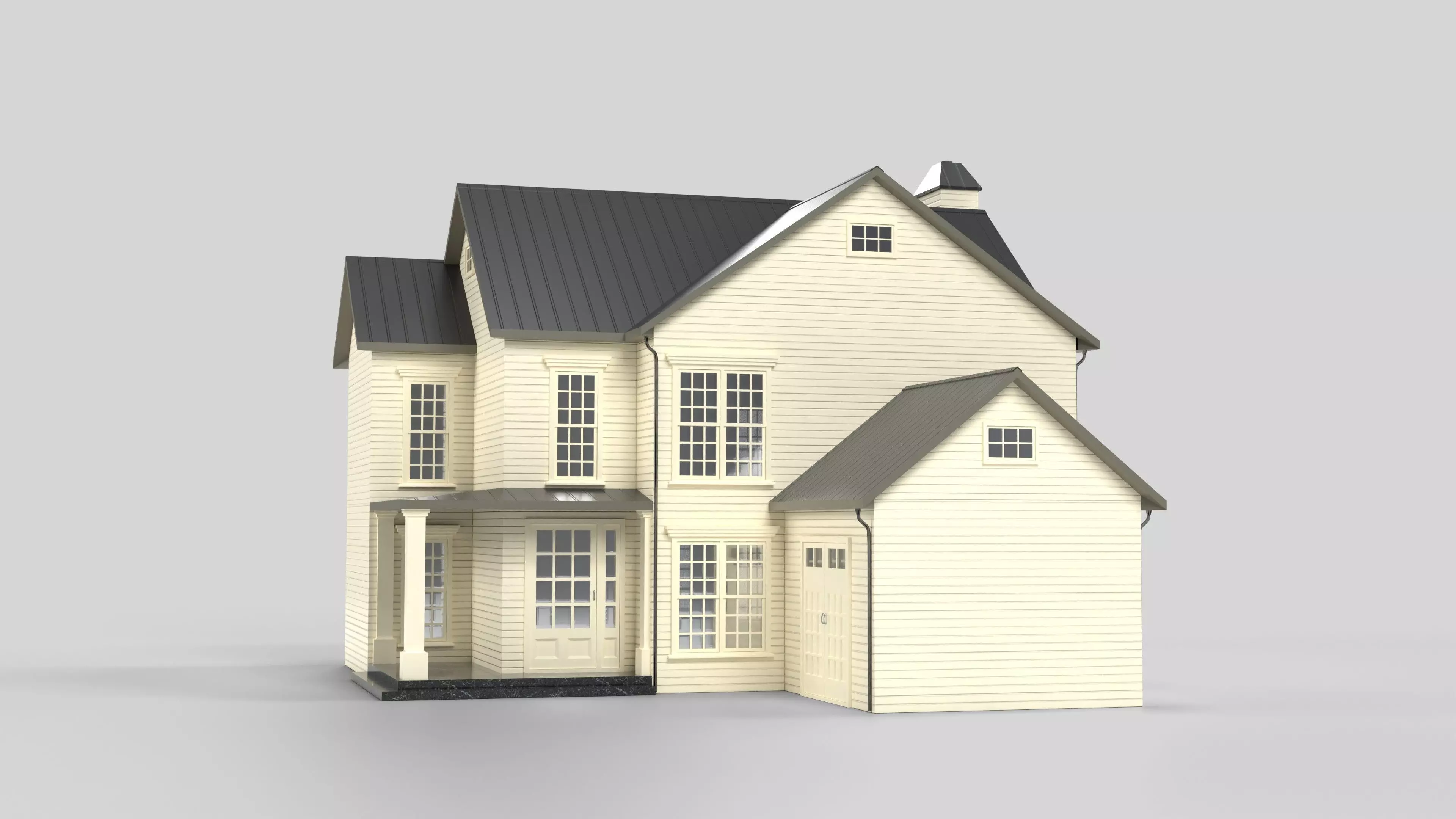 Cottage House Design 02T5 Low-poly 3D model_0