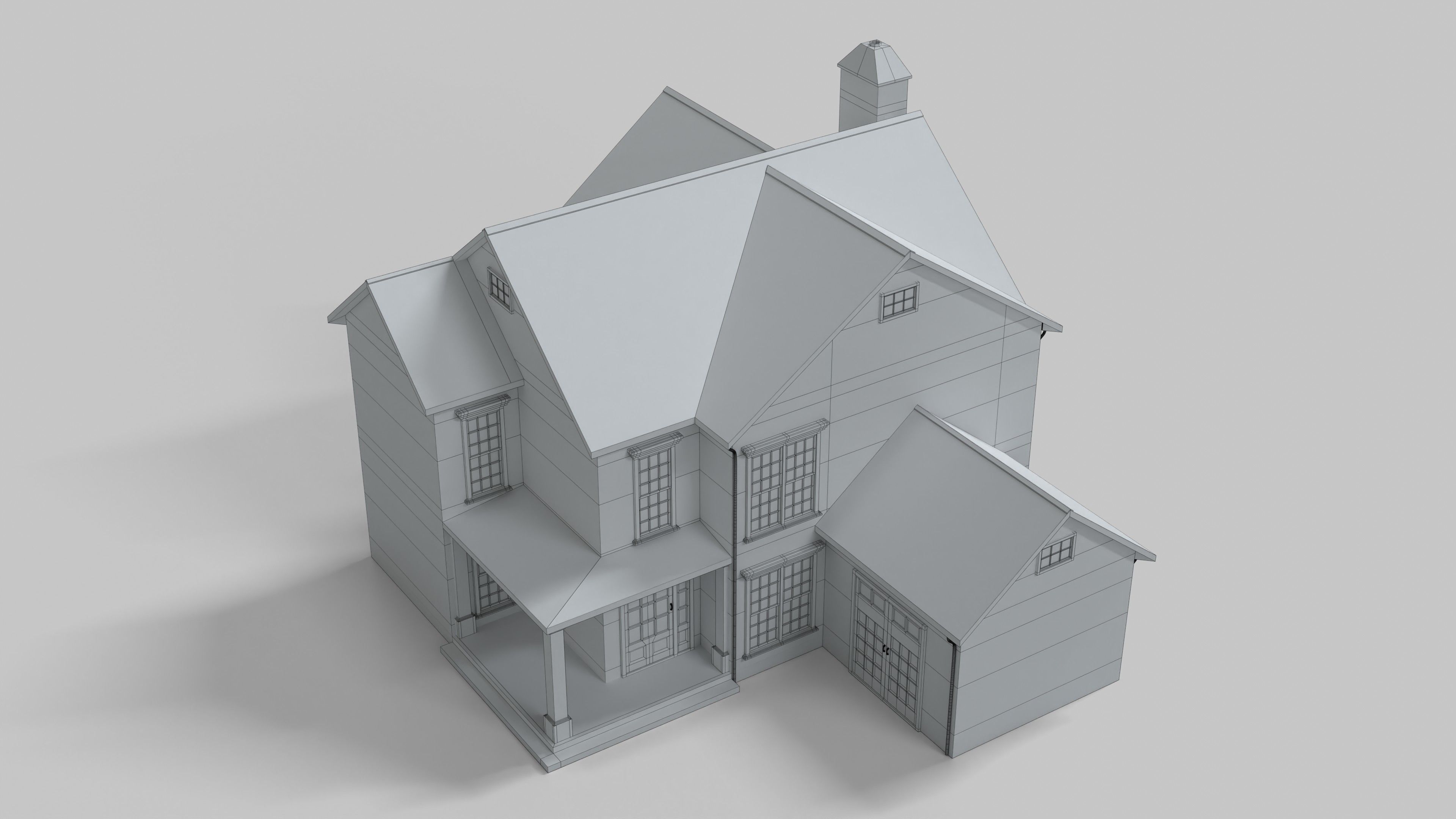 Cottage House Design 02T5 Low-poly 3D model_6