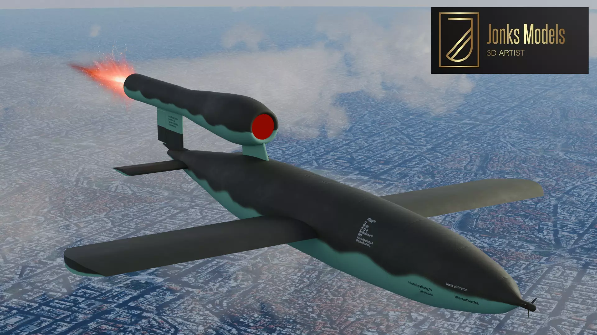 V1 Flying Bomb Low-poly 3D model_0