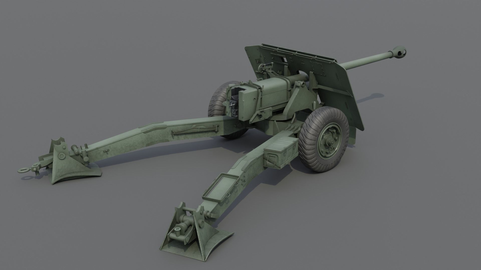 Ordnance QF 17-Pounder Anti-Tank Gun Low-poly 3D model_3