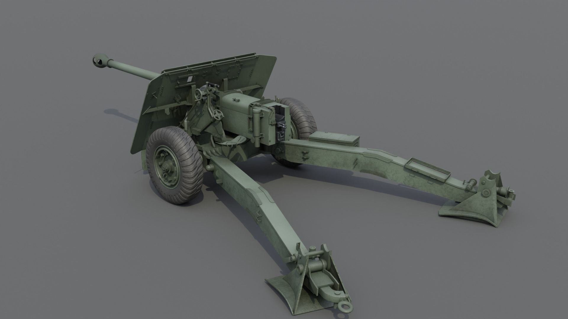 Ordnance QF 17-Pounder Anti-Tank Gun Low-poly 3D model_4