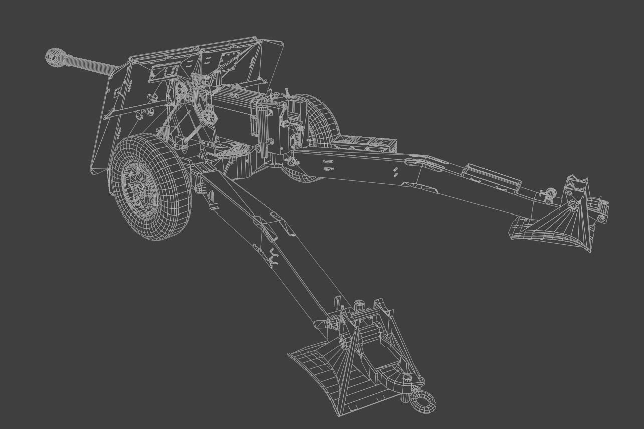 Ordnance QF 17-Pounder Anti-Tank Gun Low-poly 3D model_7