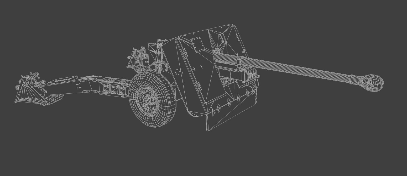Ordnance QF 17-Pounder Anti-Tank Gun Low-poly 3D model_9