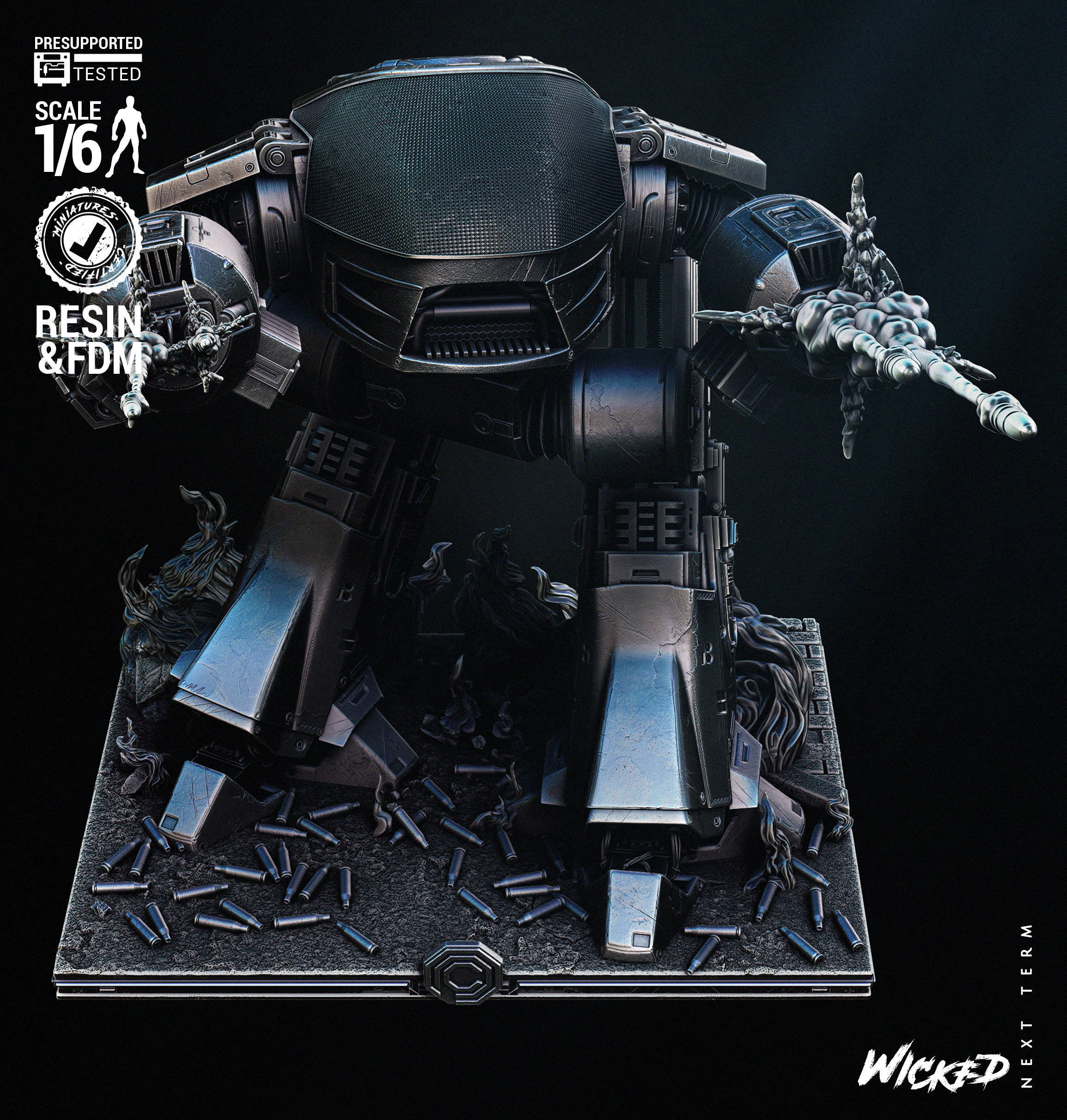 Wicked Movies ED 209 Sculpture Tested for 3D printing  3D print model_84