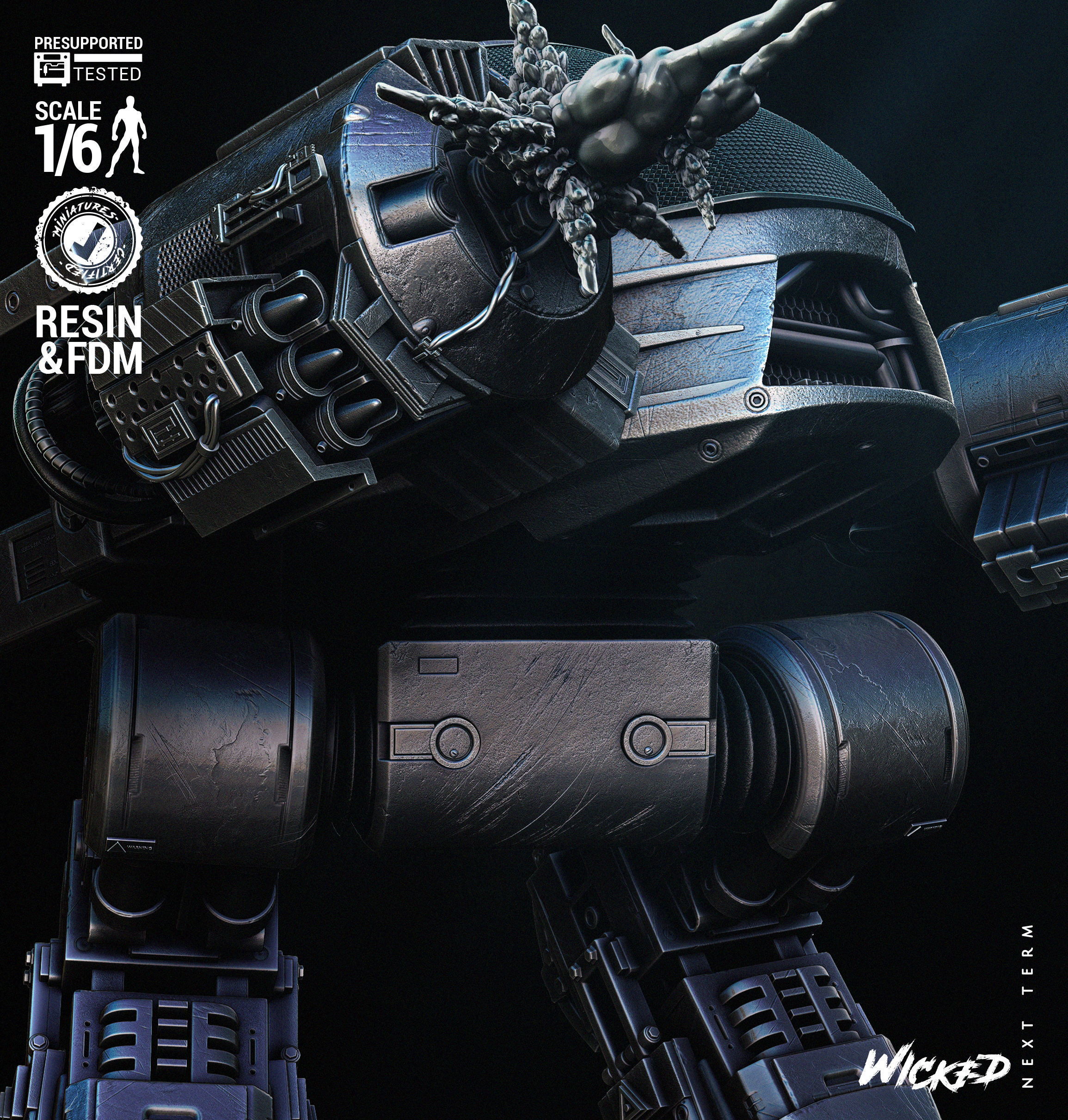 Wicked Movies ED 209 Sculpture Tested for 3D printing  3D print model_3