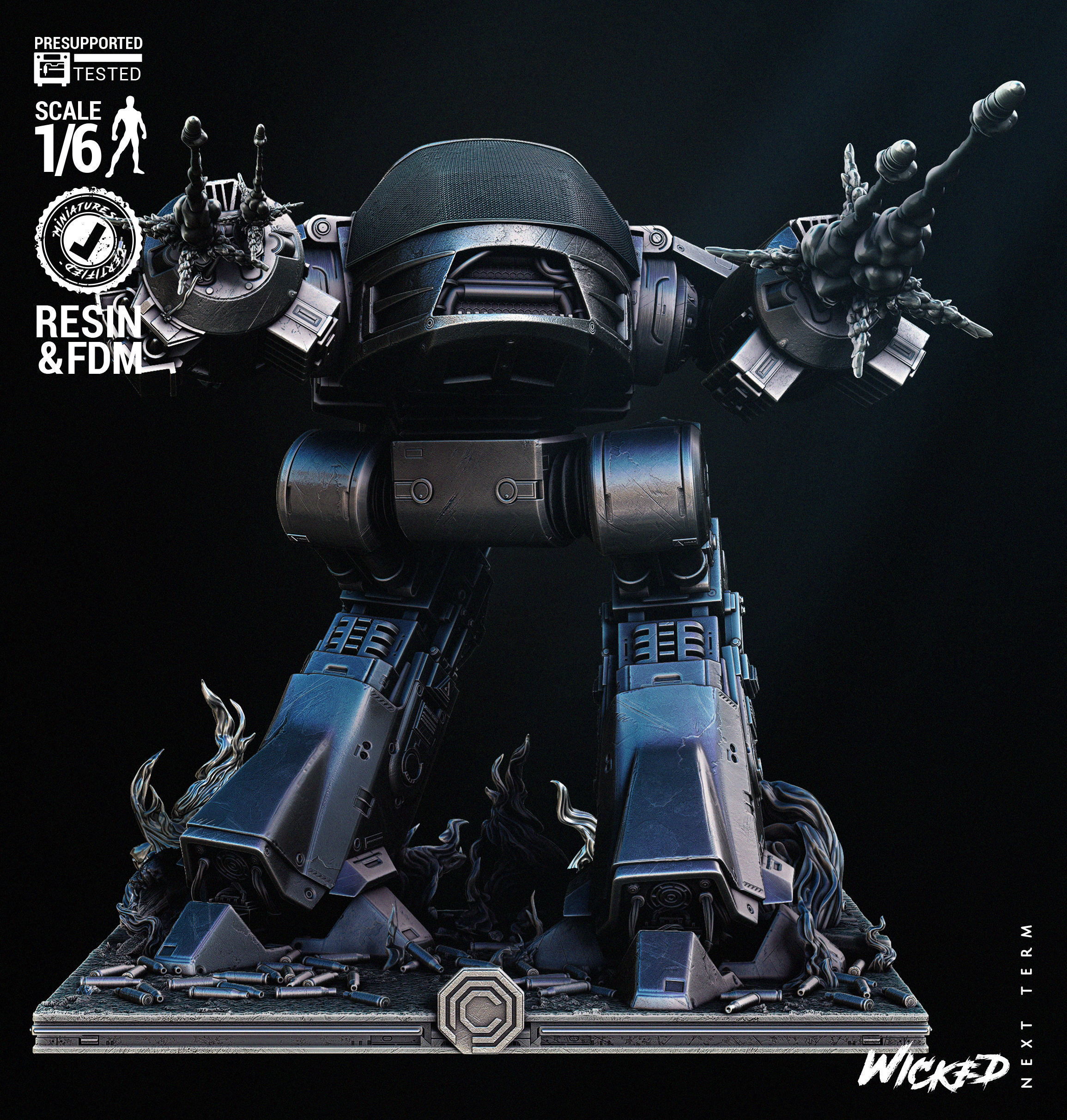 Wicked Movies ED 209 Sculpture Tested for 3D printing  3D print model_68