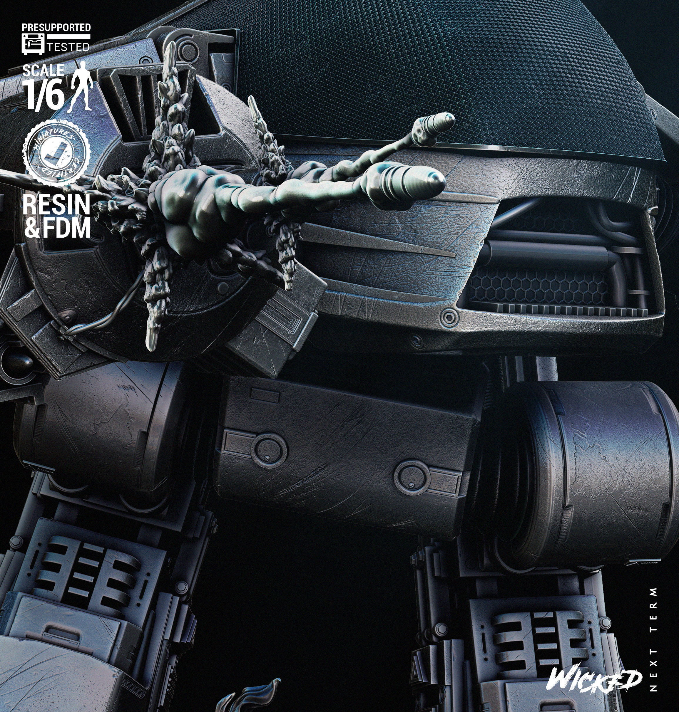 Wicked Movies ED 209 Sculpture Tested for 3D printing  3D print model_58