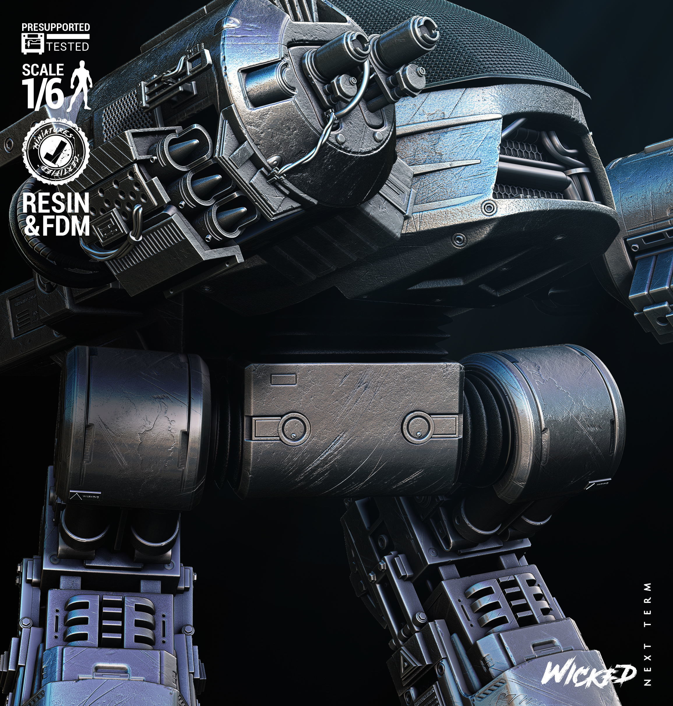 Wicked Movies ED 209 Sculpture Tested for 3D printing  3D print model_46