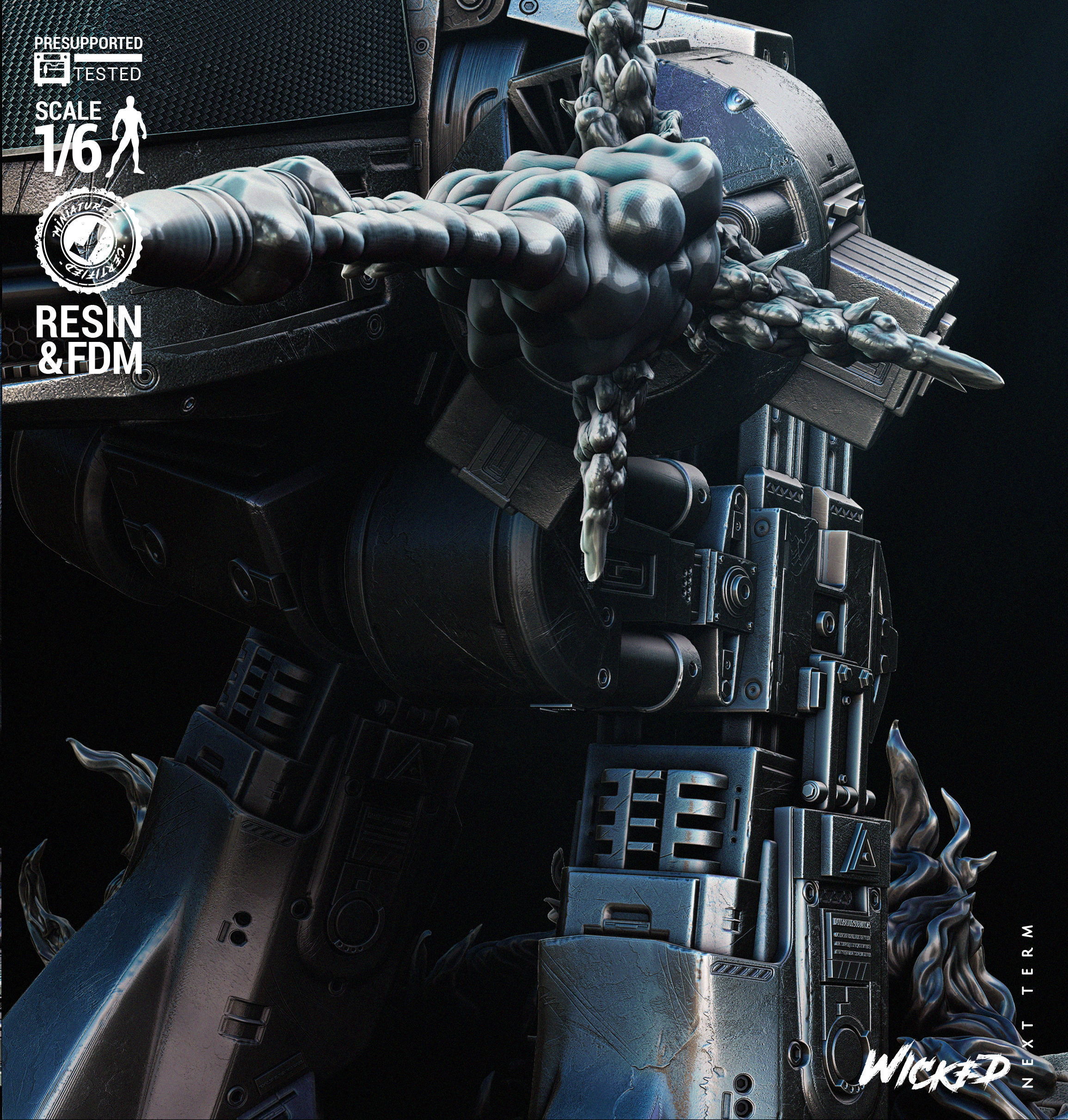 Wicked Movies ED 209 Sculpture Tested for 3D printing  3D print model_15