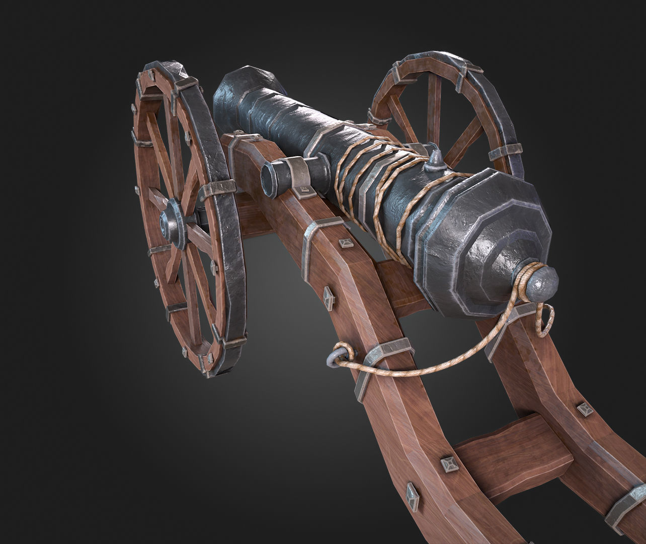 Cannon Low-poly 3D model_10