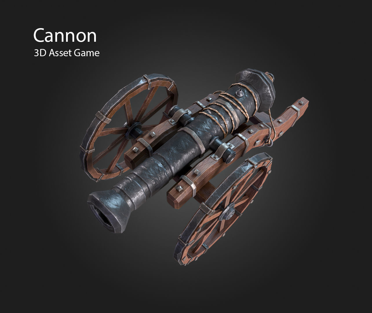 Cannon Low-poly 3D model_3