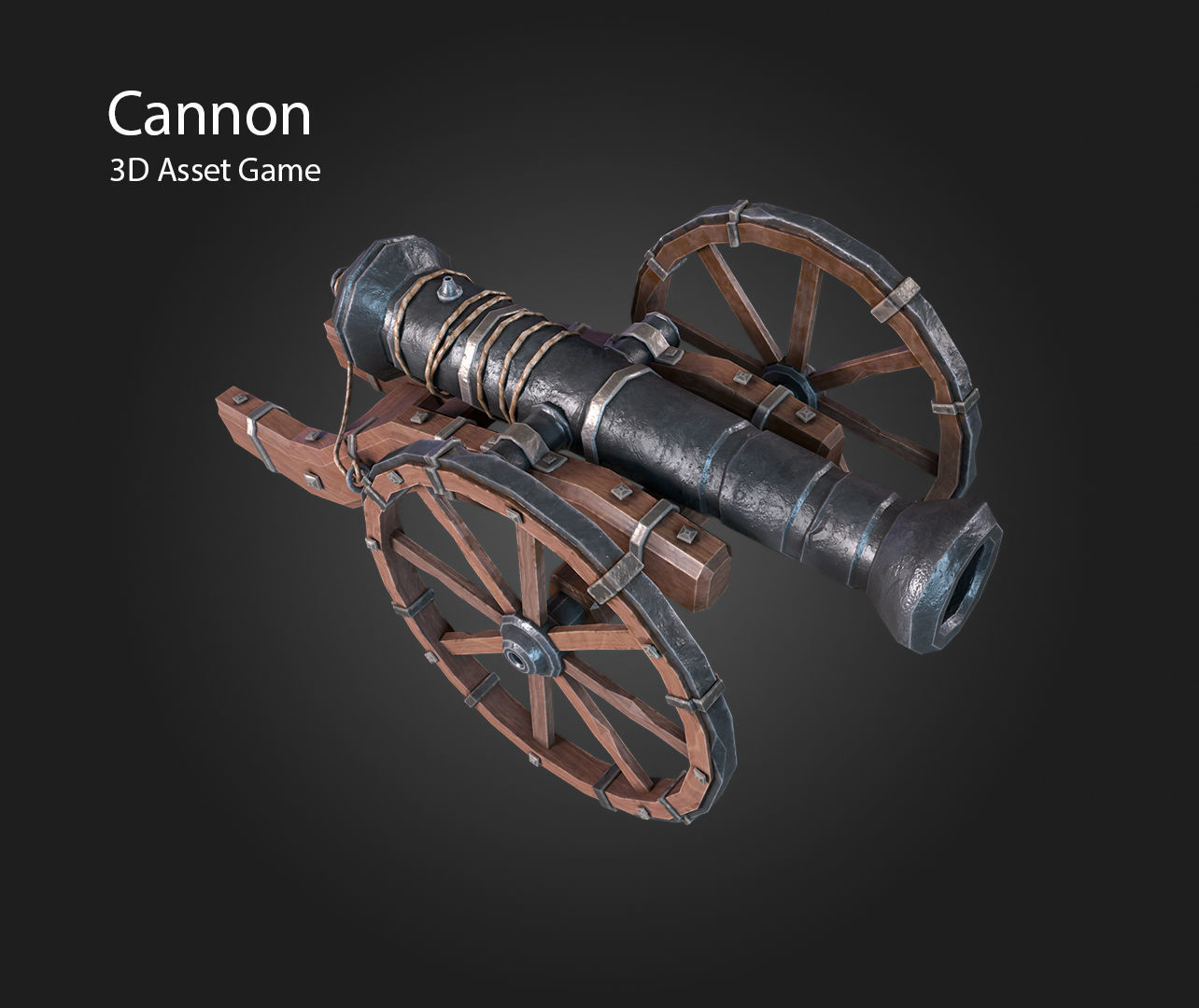 Cannon Low-poly 3D model_8