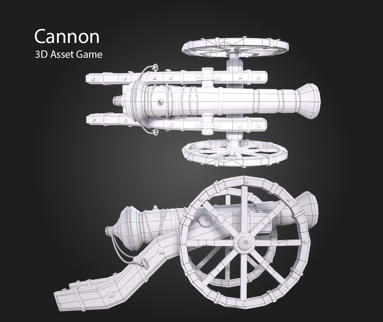 Cannon Low-poly 3D model_11