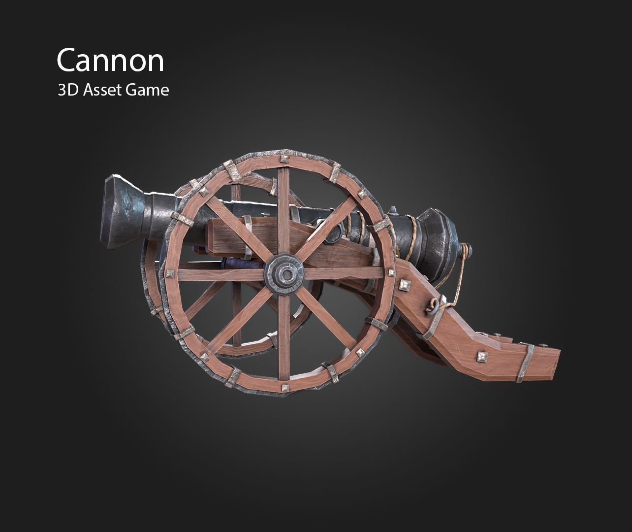 Cannon Low-poly 3D model_4