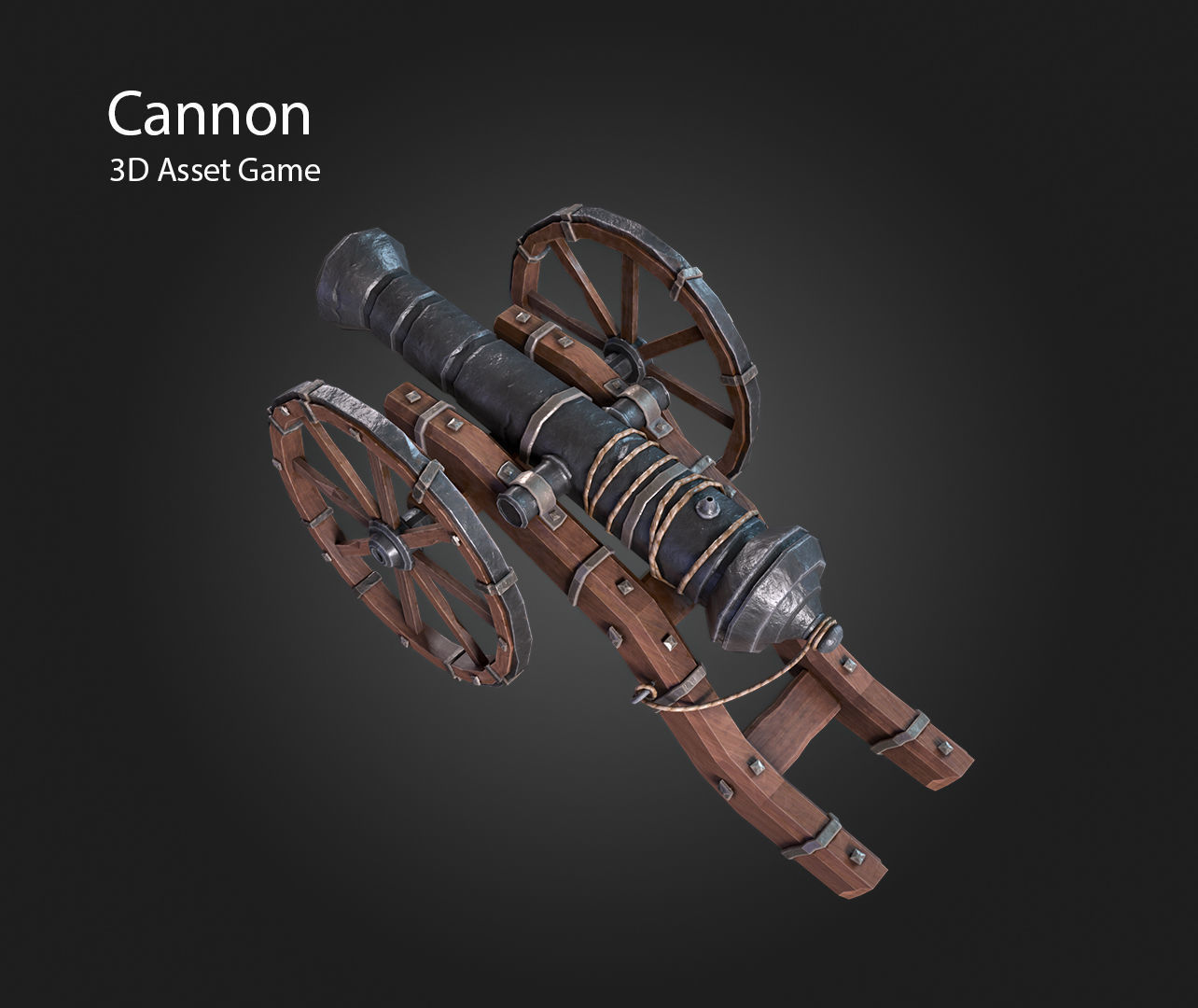 Cannon Low-poly 3D model_5