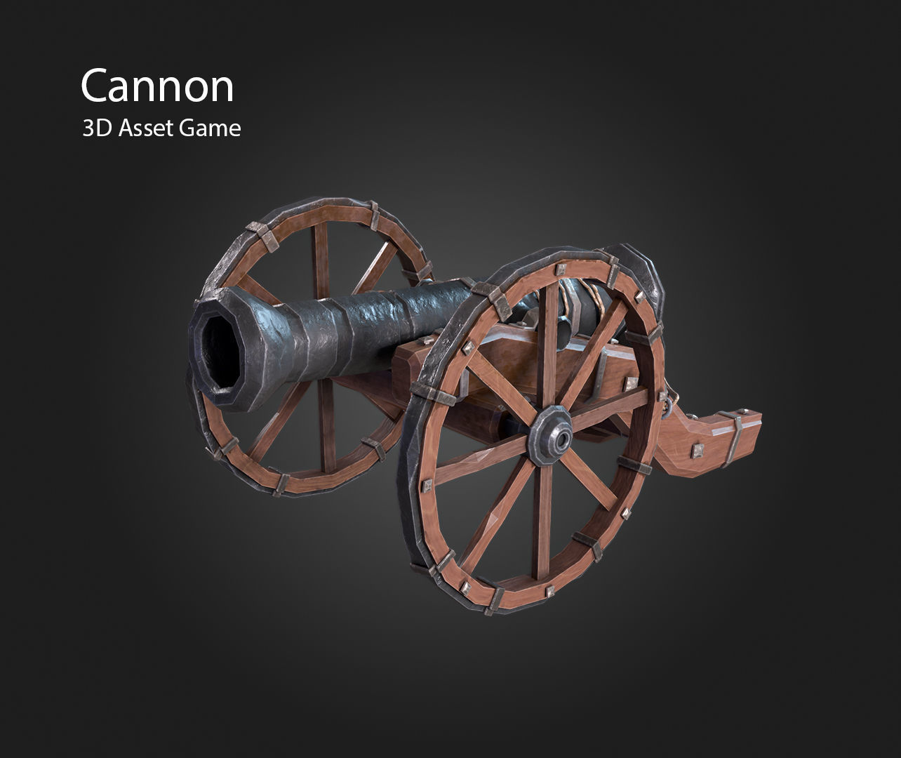 Cannon Low-poly 3D model_2