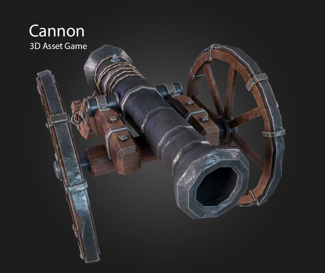 Cannon Low-poly 3D model_9