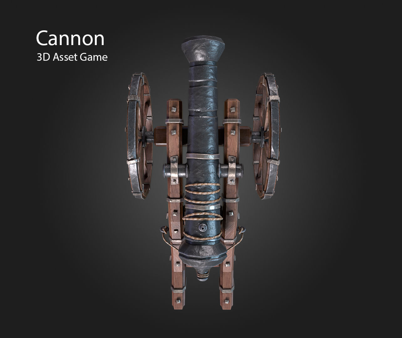 Cannon Low-poly 3D model_7
