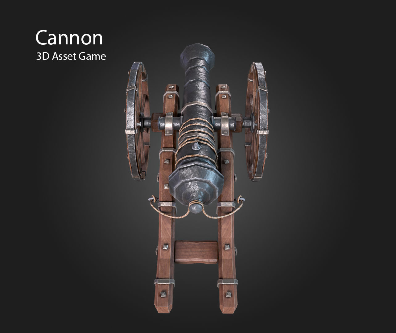 Cannon Low-poly 3D model_6