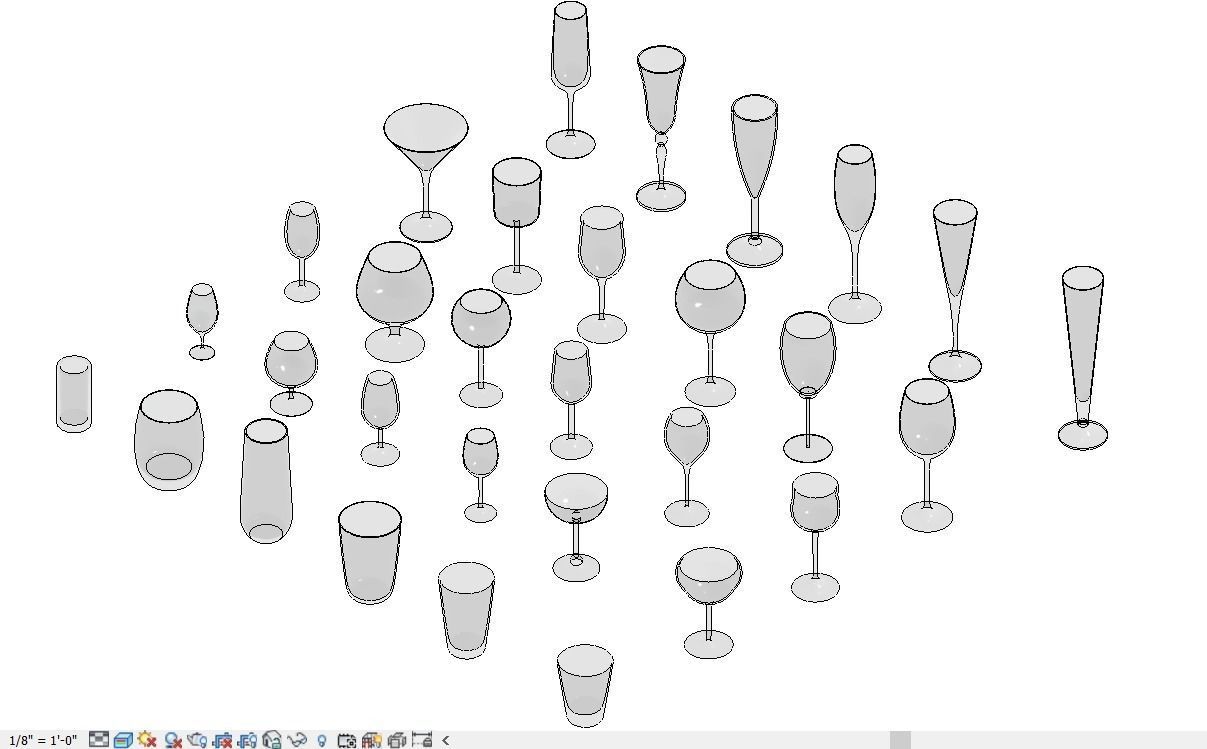 Elegant Collection of 40 3D Cups and Glasses 3D model_3