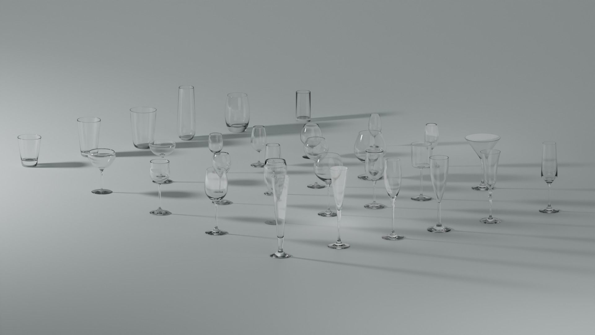 Elegant Collection of 40 3D Cups and Glasses 3D model_1