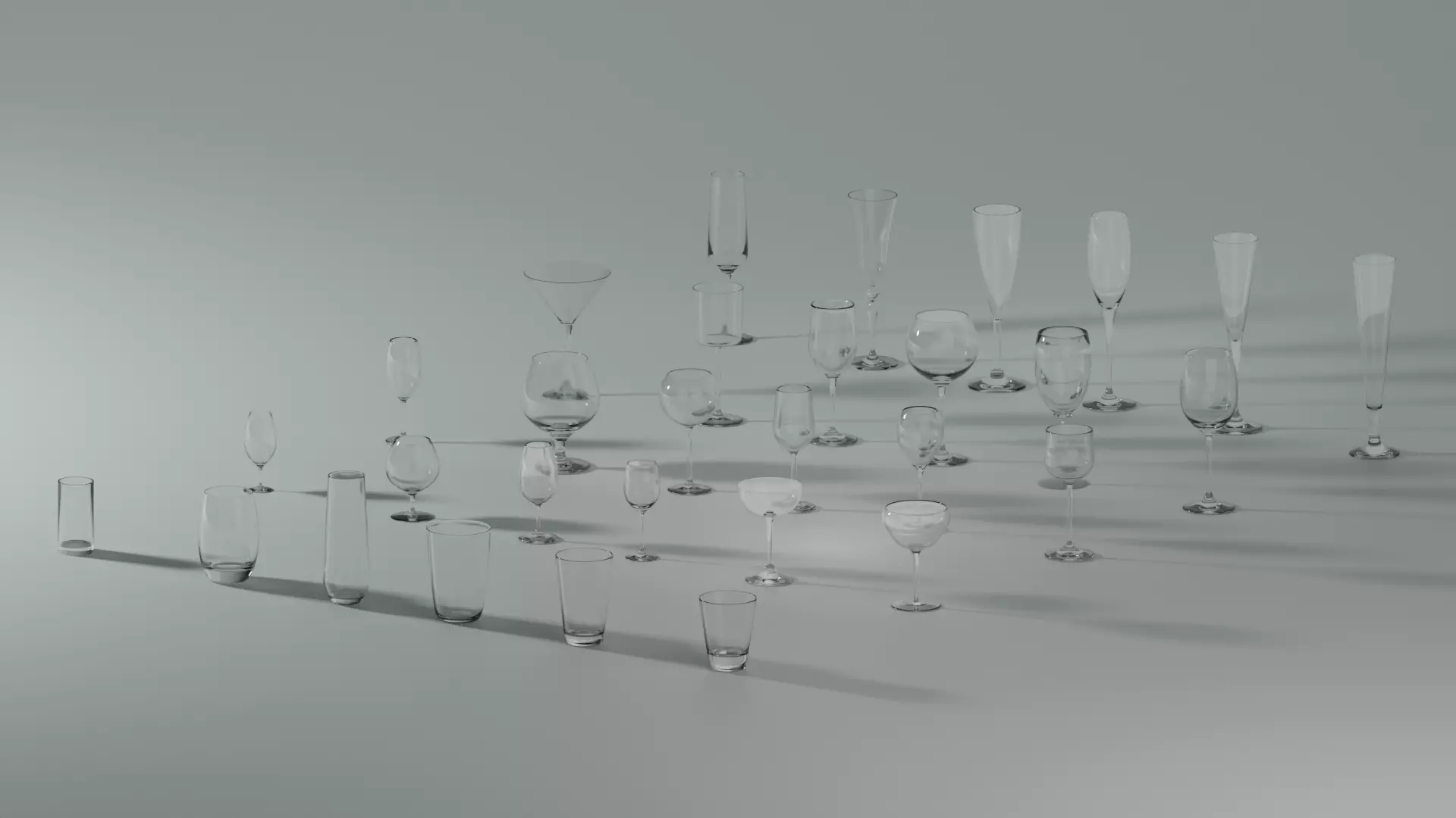 Elegant Collection of 40 3D Cups and Glasses 3D model_0