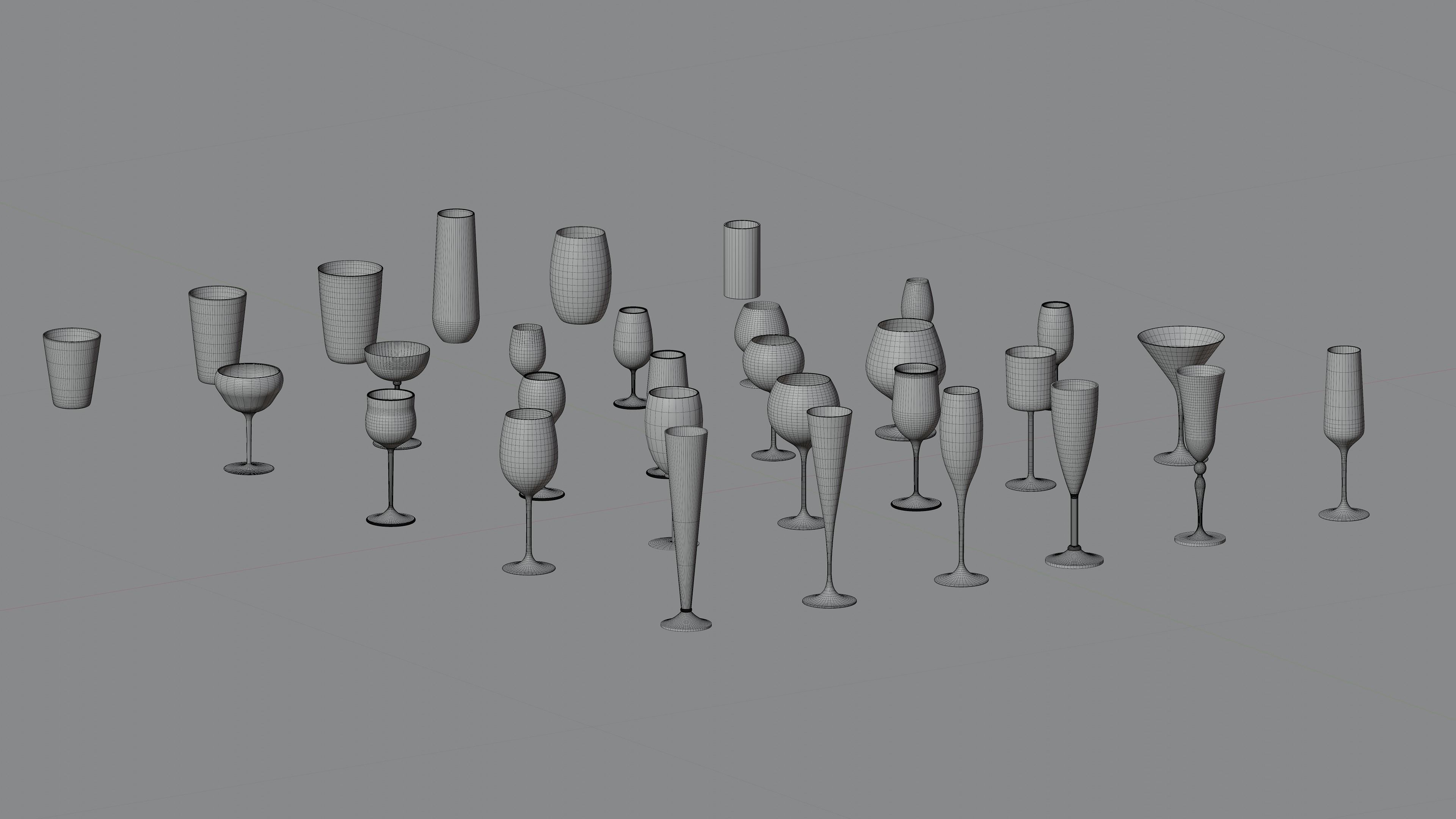 Elegant Collection of 40 3D Cups and Glasses 3D model_10