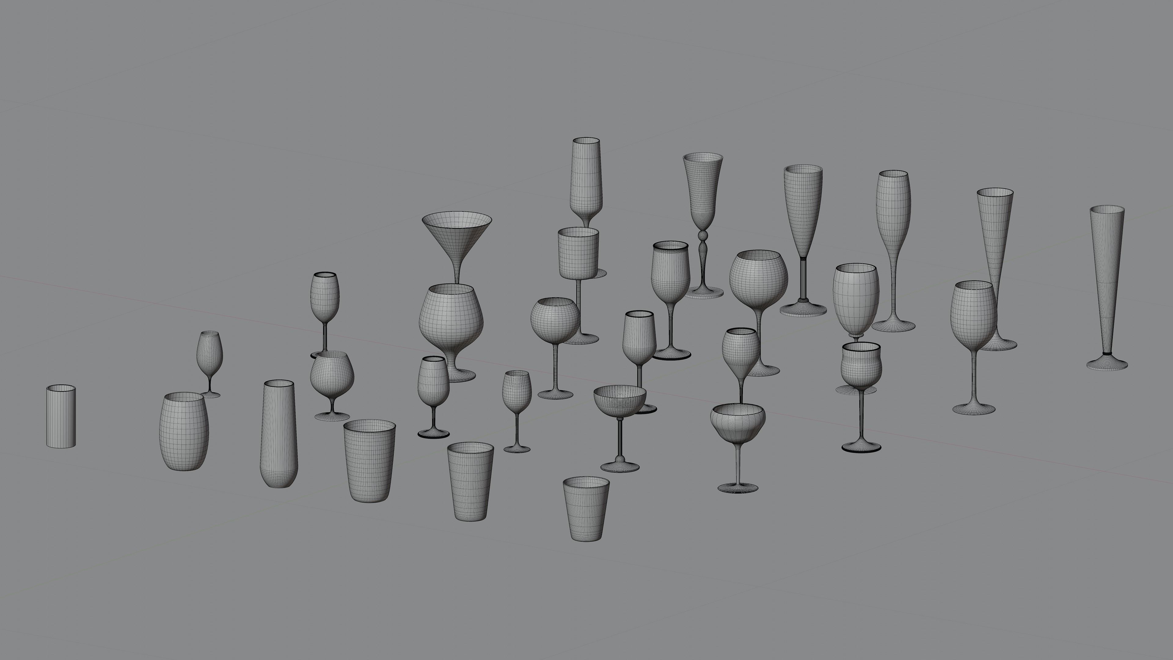 Elegant Collection of 40 3D Cups and Glasses 3D model_4