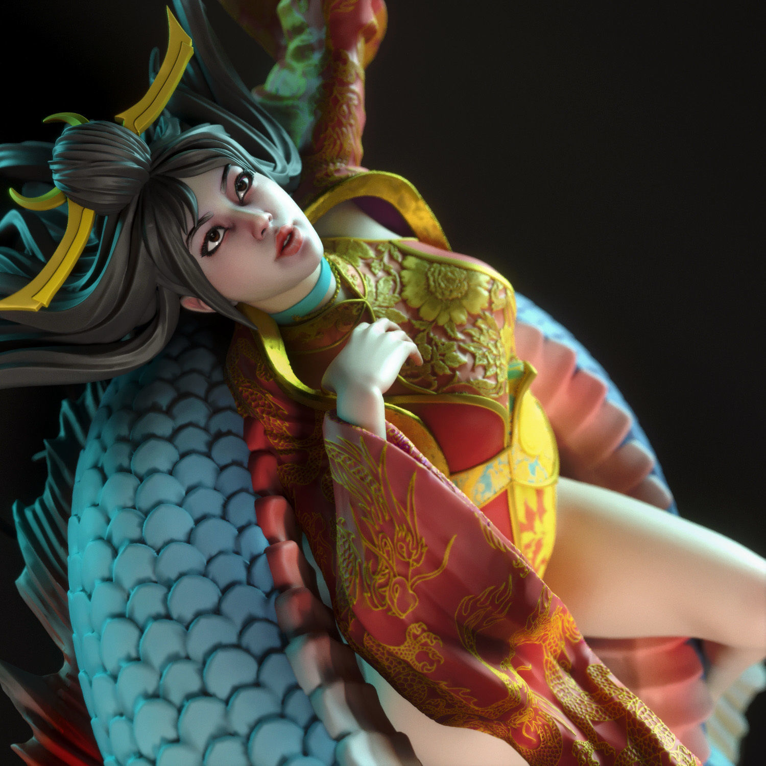 Yahui and the dragon 3D print model_4