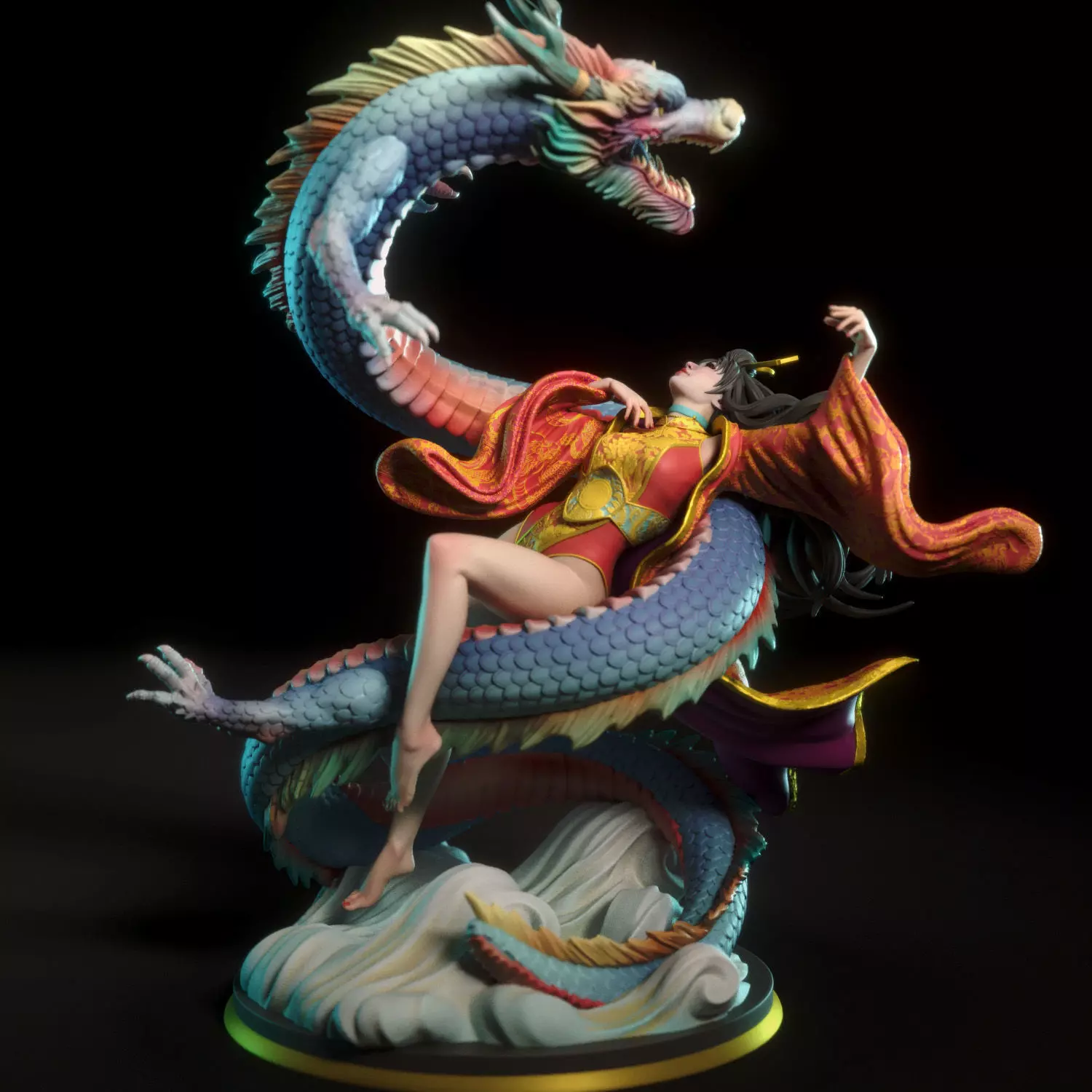 Yahui and the dragon 3D print model_0