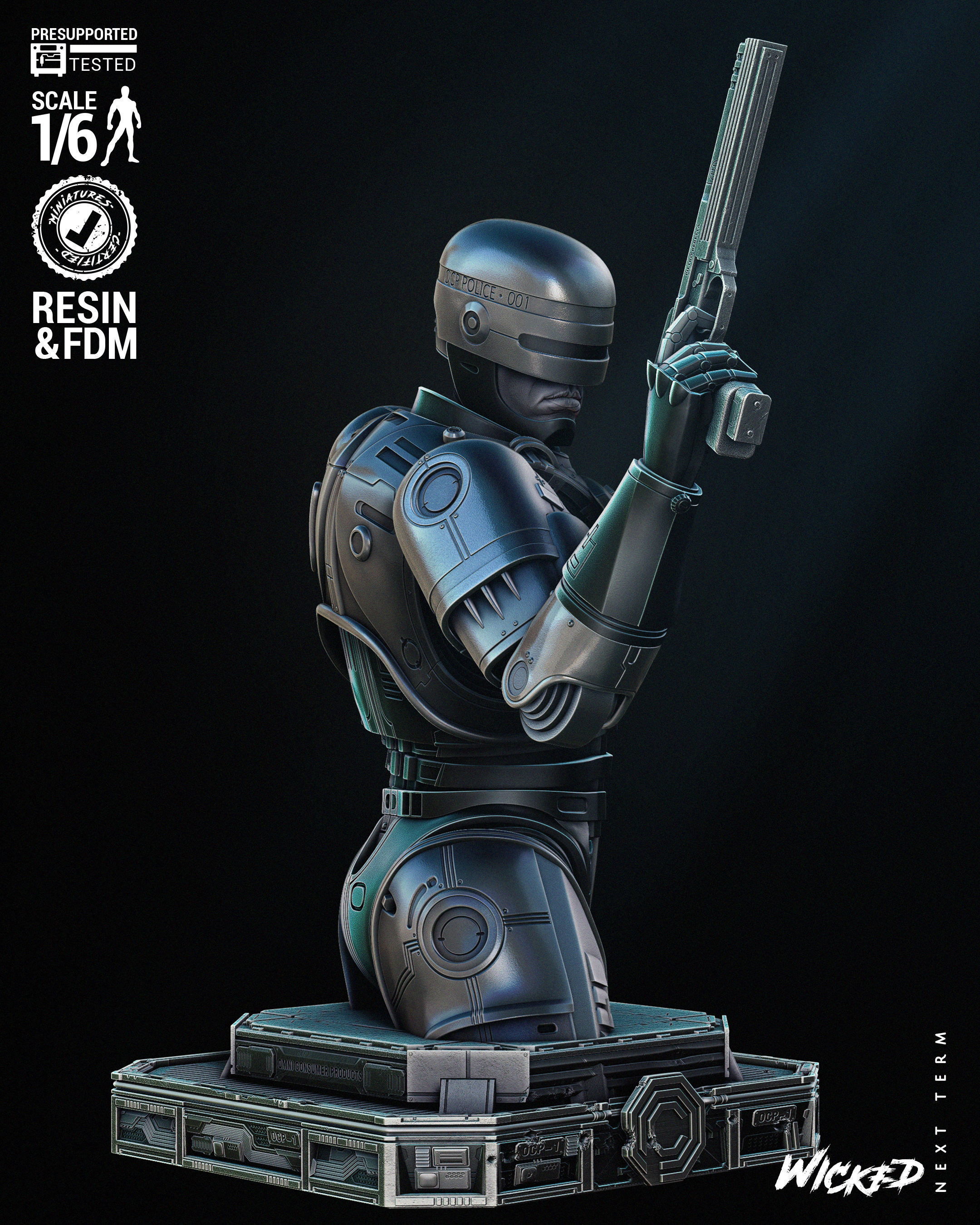 Wicked Movies Robocop Bust Tested for 3D printing 3D print model_43
