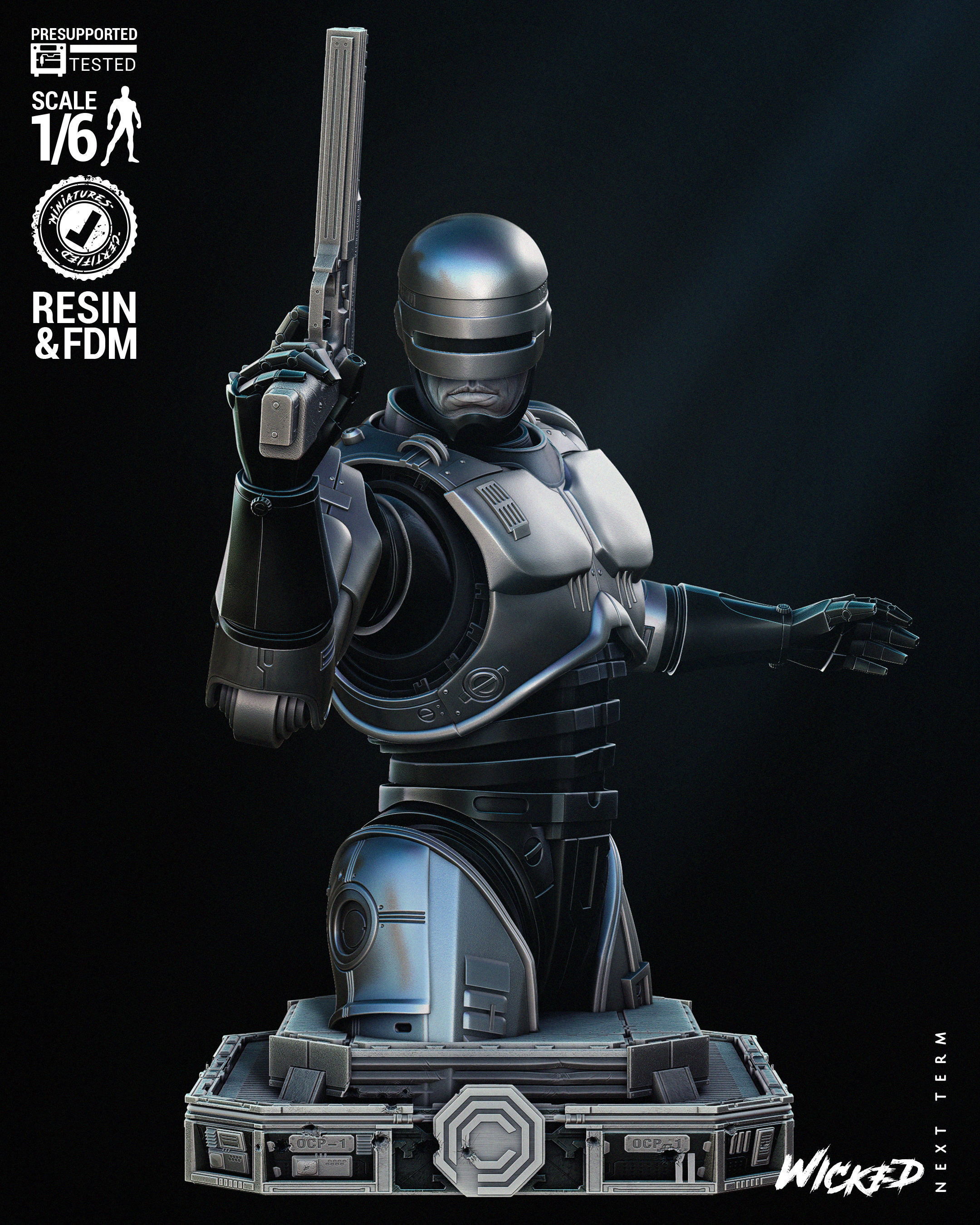 Wicked Movies Robocop Bust Tested for 3D printing 3D print model_66