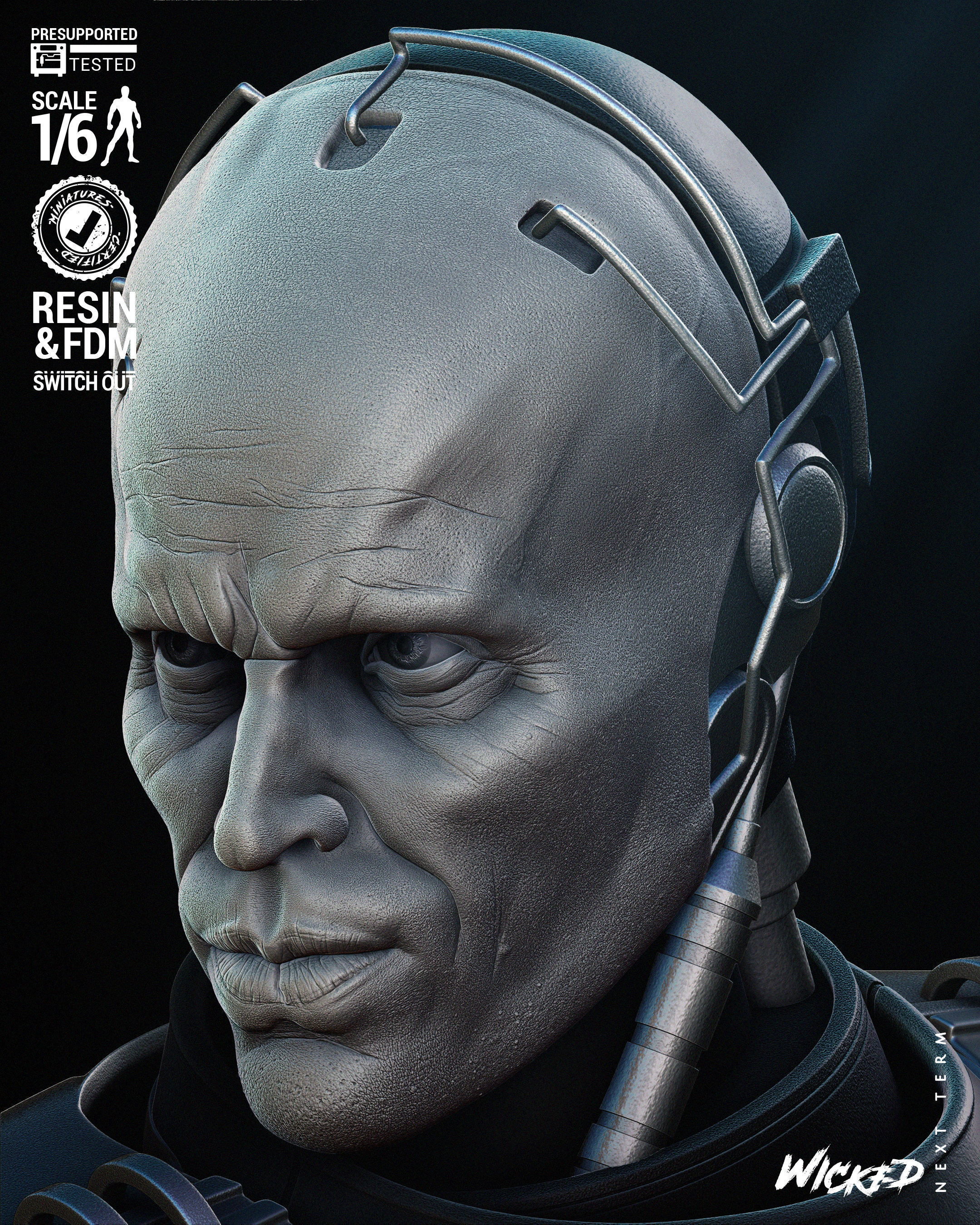 Wicked Movies Robocop Bust Tested for 3D printing 3D print model_37