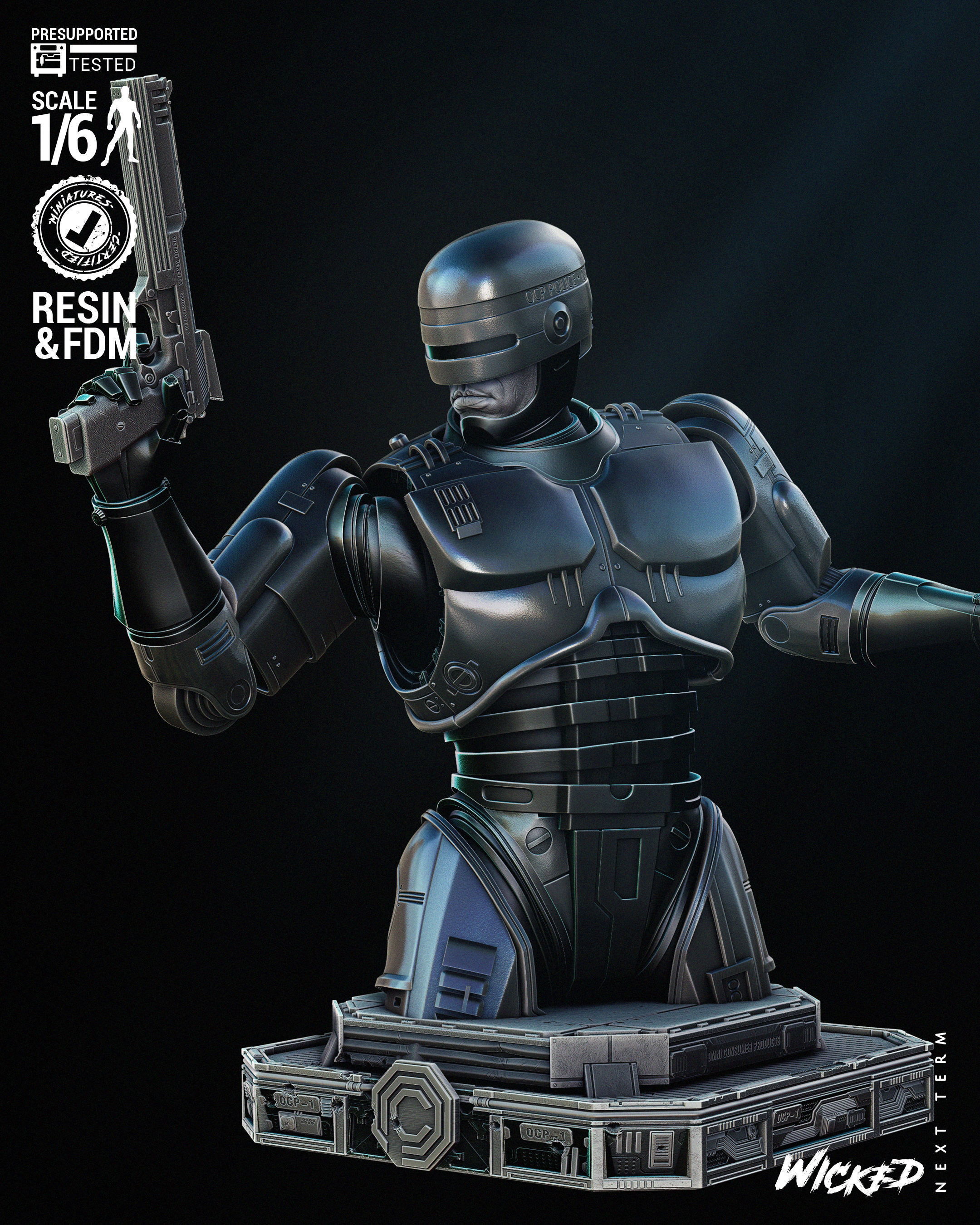 Wicked Movies Robocop Bust Tested for 3D printing 3D print model_1