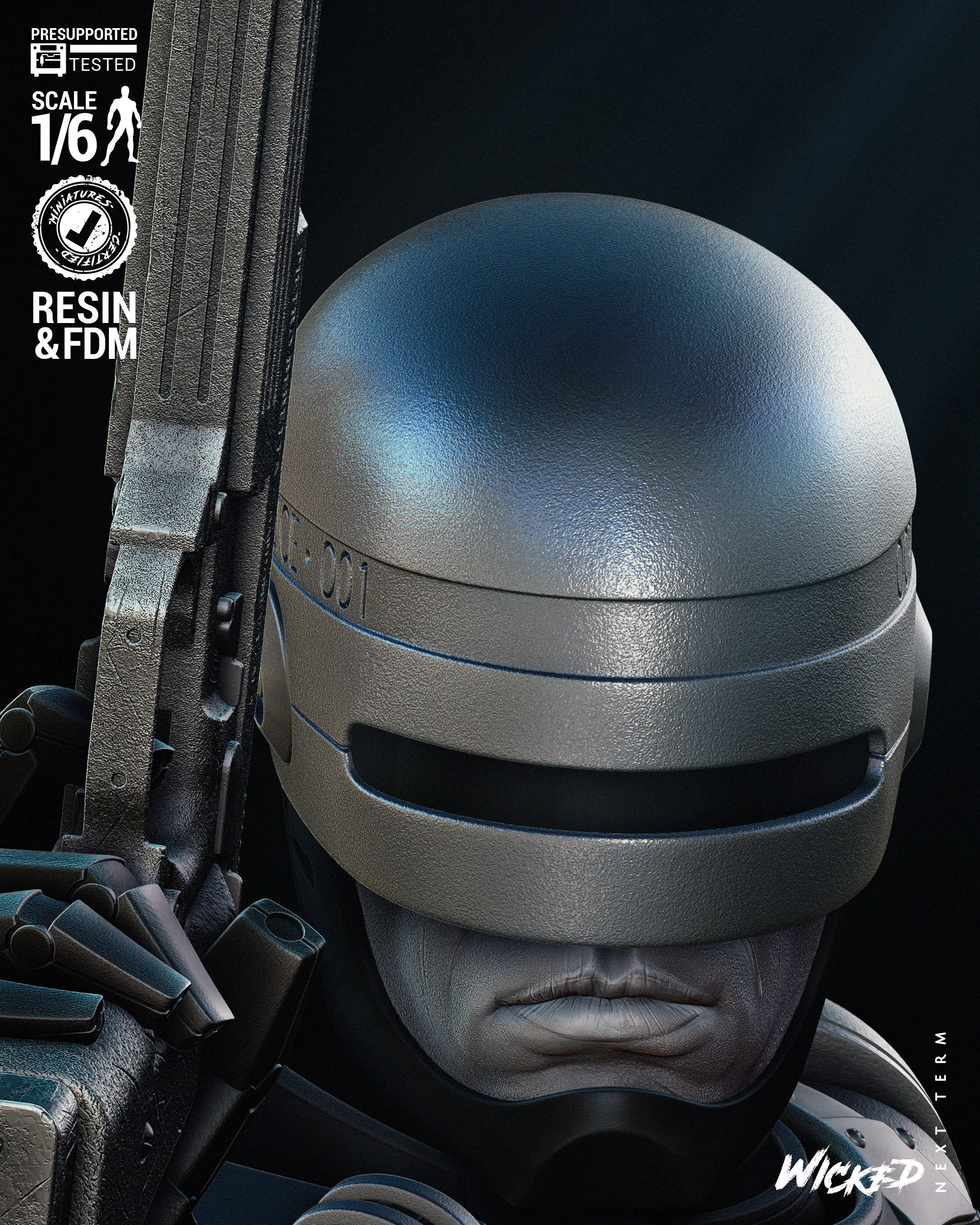 Wicked Movies Robocop Bust Tested for 3D printing 3D print model_25