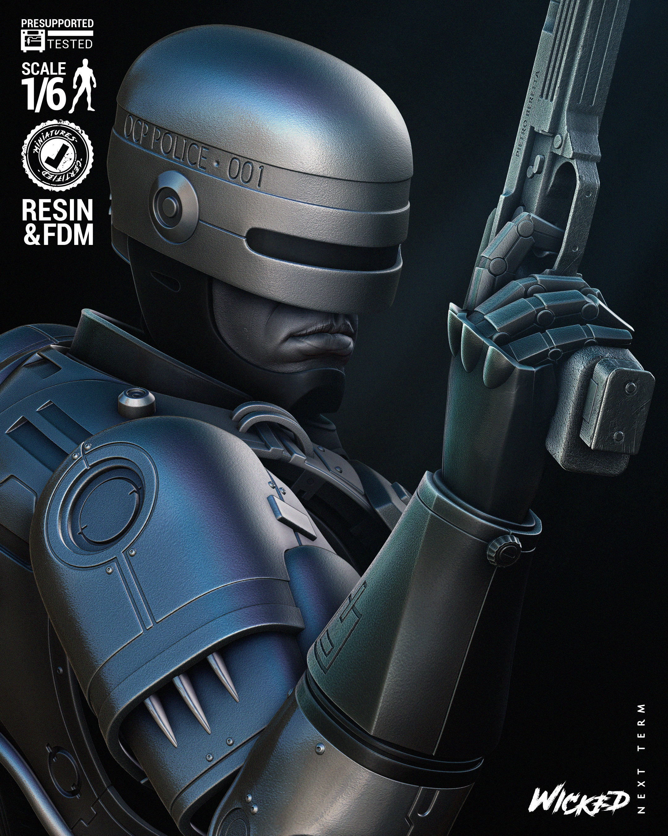 Wicked Movies Robocop Bust Tested for 3D printing 3D print model_60