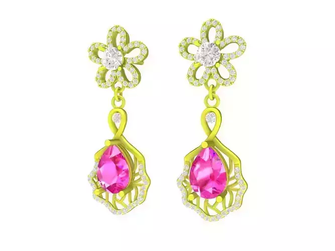 5713 diamond flower drop earrings