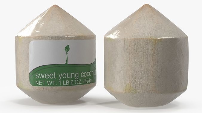 Fresh Young Shelled Coconut Pack 3D model 7