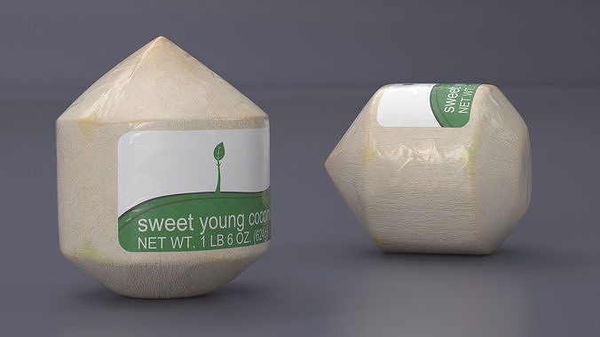 Fresh Young Shelled Coconut Pack 3D model 5
