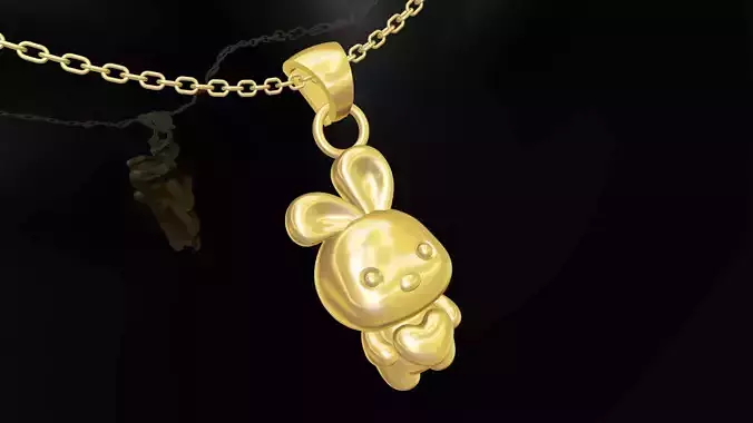Rabbit Love Gold Pendant Jewelry 3D print model