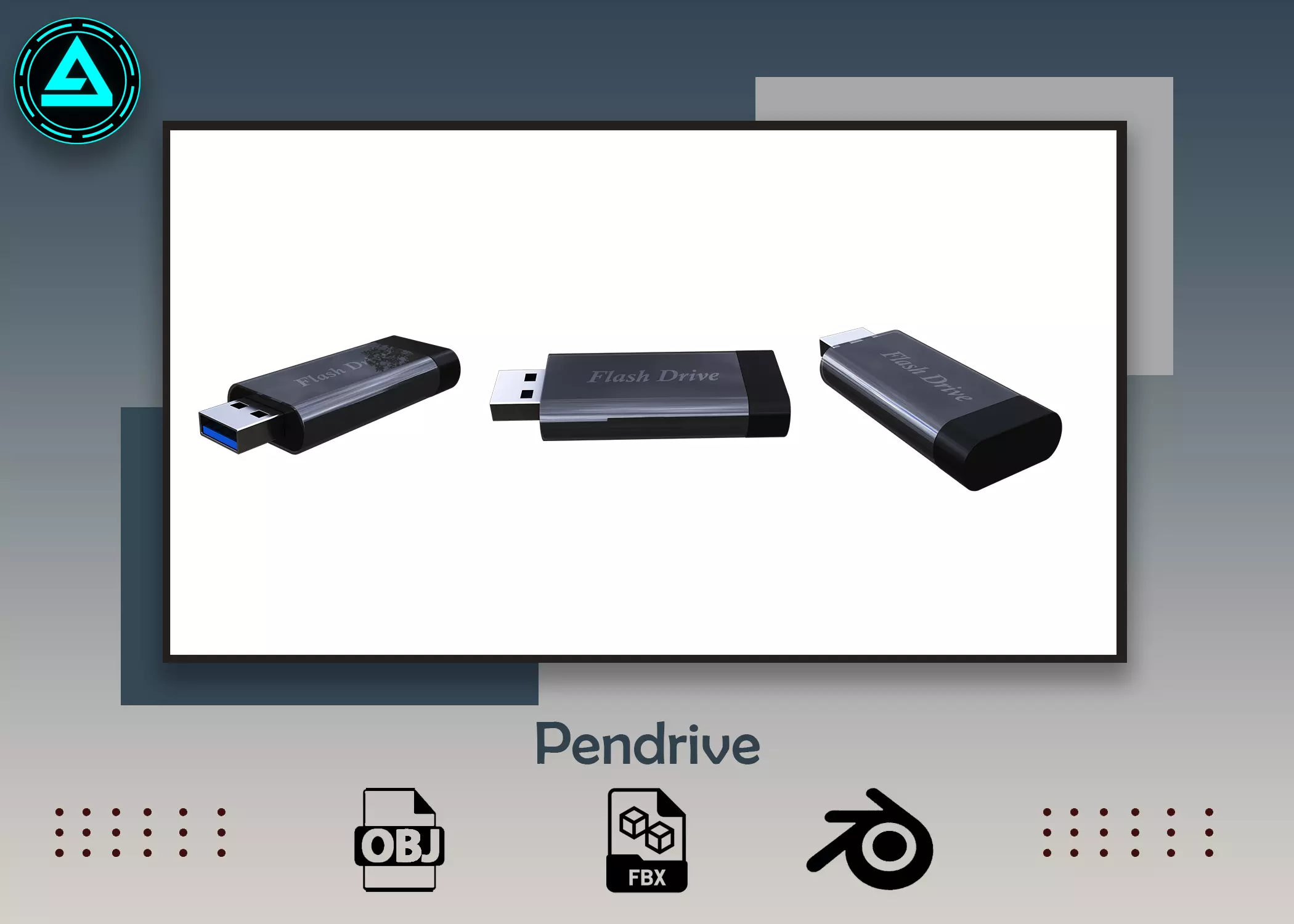 Pendrive Low-poly 3D model_0
