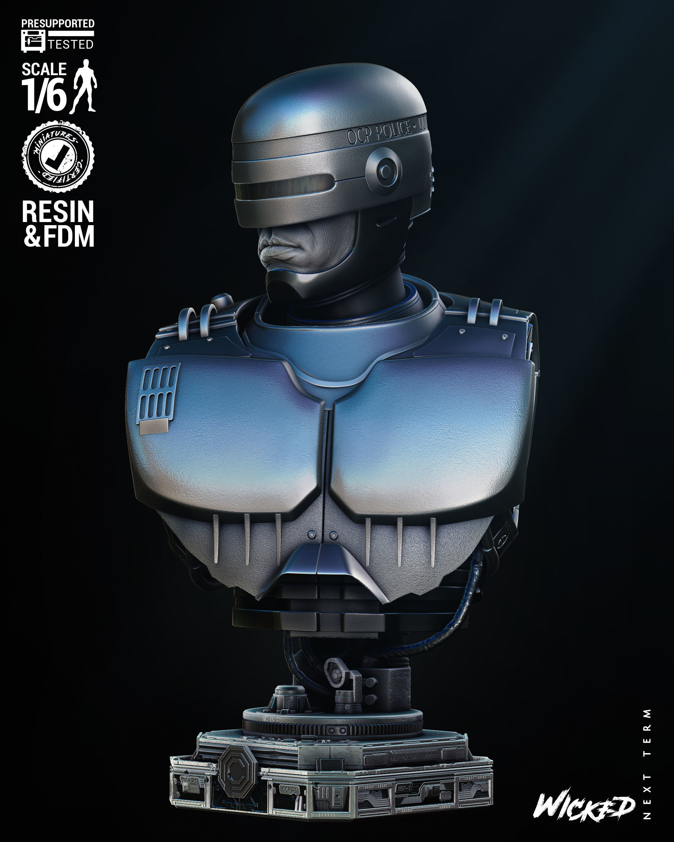 Wicked Movies Robocop Portrait Bust Tested for 3D printing 3D print model_20