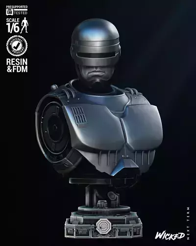 Wicked Movies Robocop Portrait Bust Tested for 3D printing 3D print model