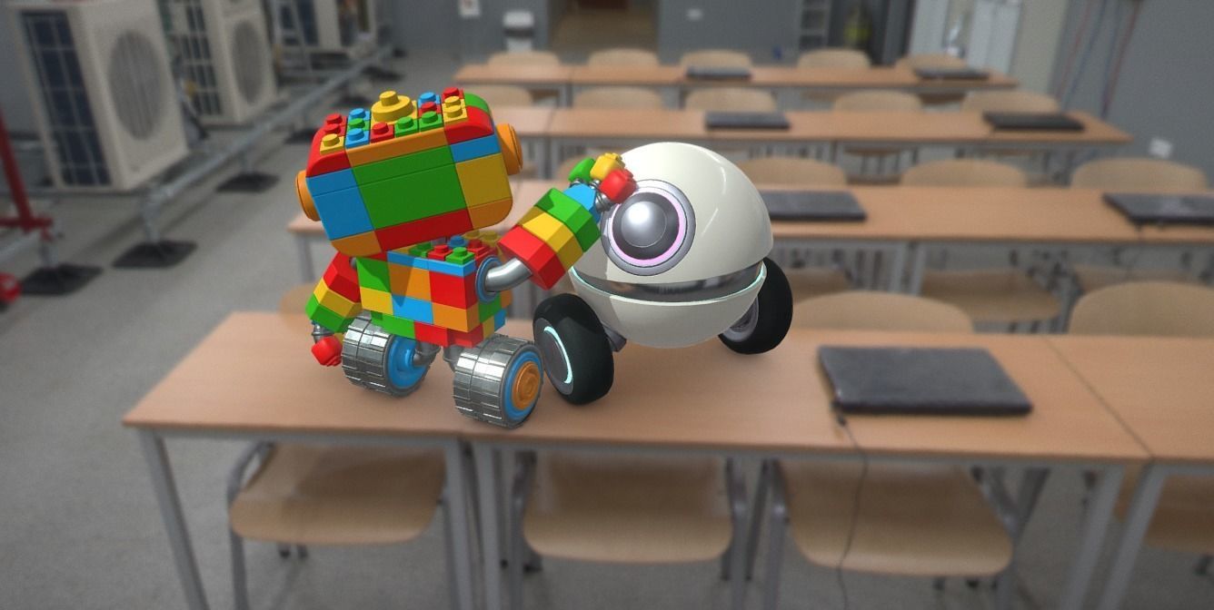 Little robots Low-poly 3D model_1