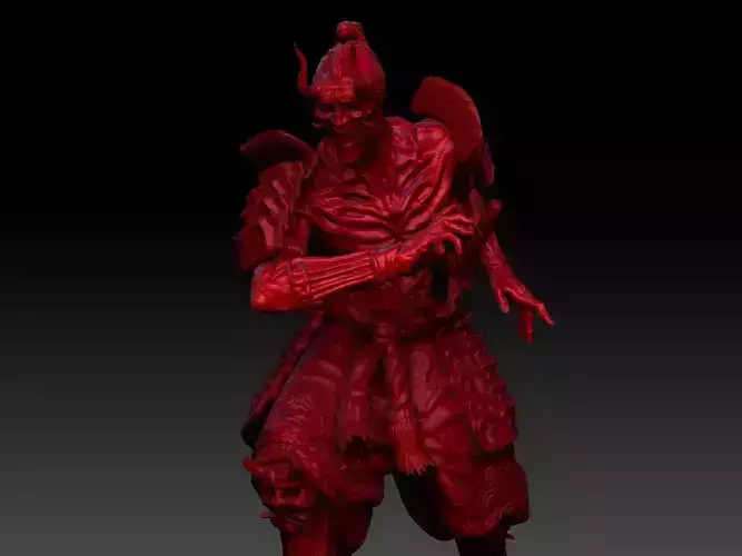 Hollow samurai Oni mask version 3D print model