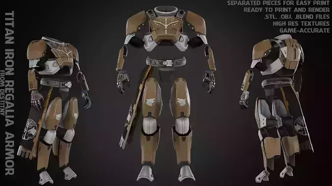 Destiny Titan Iron Regalia Armor for Cosplay