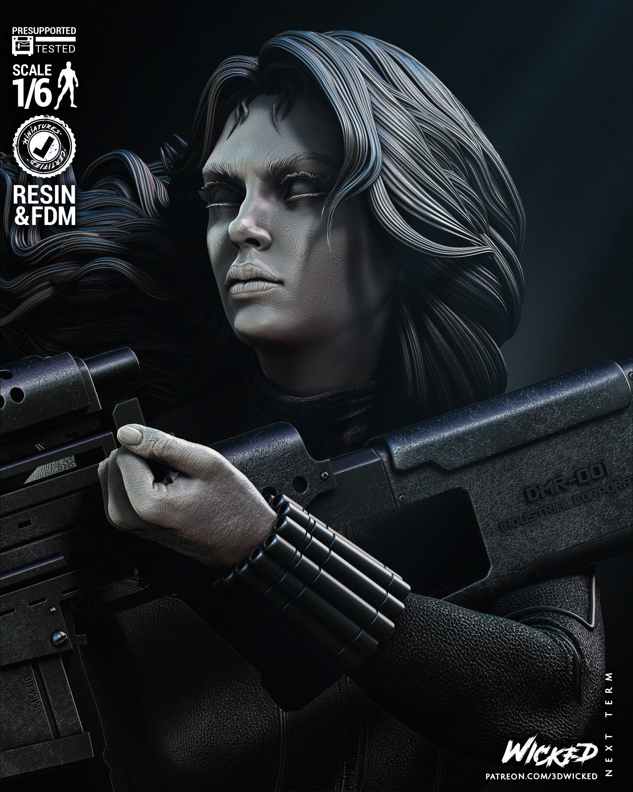 Wicked Marvel Black Widow Sculpture Tested for 3D printing 3D print model_7